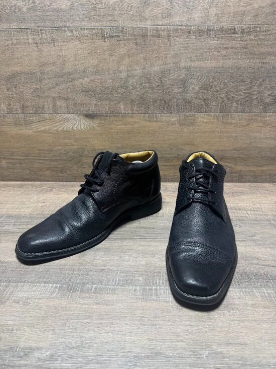 Sandro Moscoloni Black Pebbled Leather Ankle Boots Men\'s Size 11